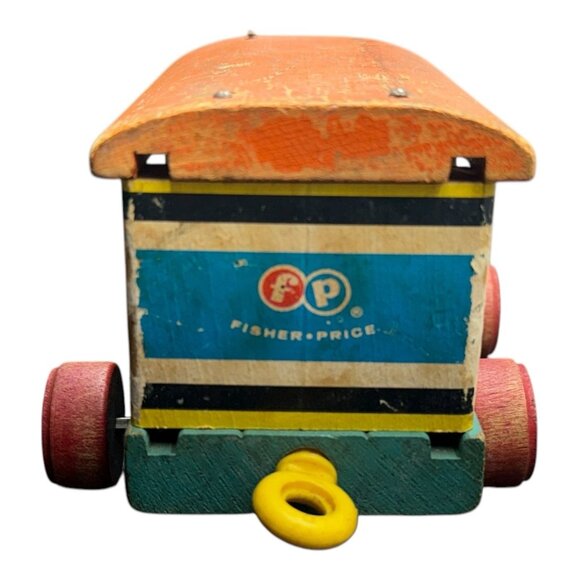 Vintage Fisher-Price Huffy Puffy Circus Train Cattle Car 1958 Wood Toy - Picture 2 of 8